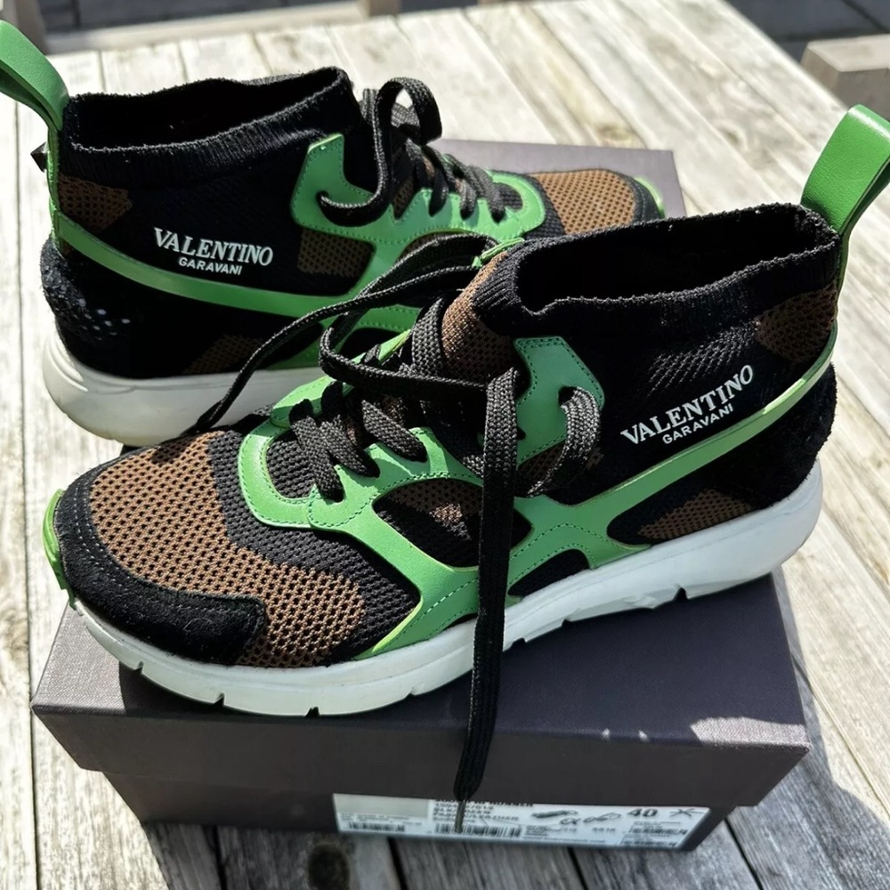 Valentino Garavani Sound High Knit Mesh & Leather sneakers. Offers welcome